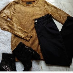 Rock & Republic gold metallic sweater